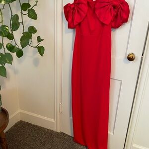 B Darlin Vibrant Red Long Sleeve Dress